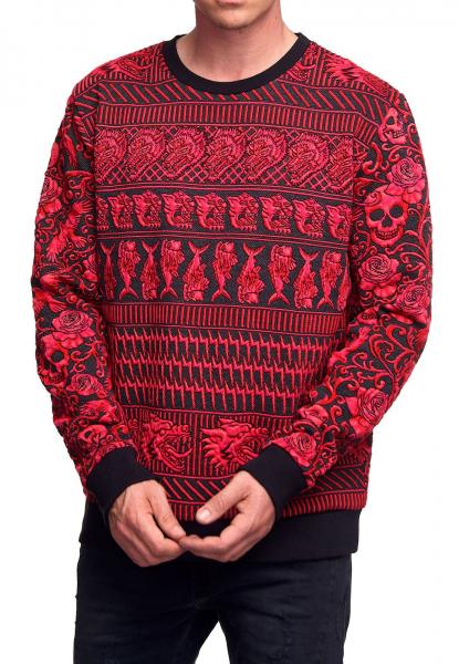 Bequemes Sweatshirt f&uuml;r Herren mit extravagantem Muster Rundhals-Pullover Sweater 19146 Rot