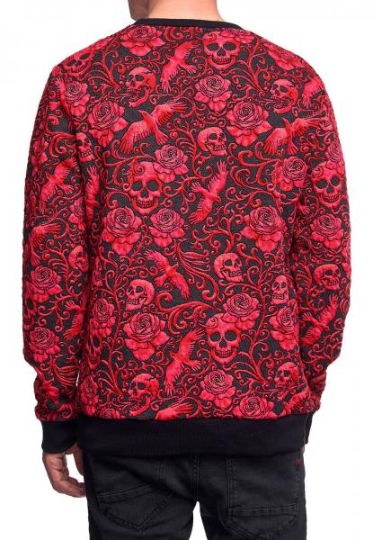 Bequemes Sweatshirt f&uuml;r Herren mit extravagantem Muster Rundhals-Pullover Sweater 19146 Rot