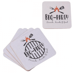 Boltze Untersetzer „BBQ Party“, 10,5 cm, 2 verschiedene Designs, 4 Stück