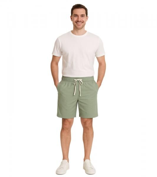 CASUAL FRIDAY Sigge Herren Freizeit-Bermuda Chino-Hose mit Gummibund Baumwoll-Shorts kurze Hose 20505130 185806 Gr&uuml;n