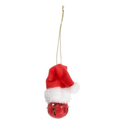 Christbaumschmuck Glocke mit Weihnachtsmütze, S, 8cmH