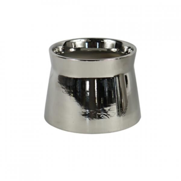 D&M Depot bloempot Diabolo zilverkleurig 12 cm