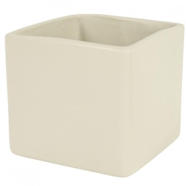 D&M Depot Blumentopf, quadratisch, Basic, matt, cremefarben, 19 cm