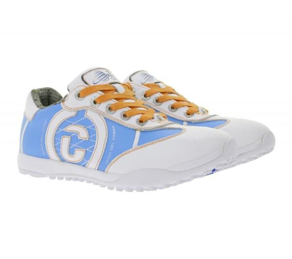 DUCA DEL COSMA Klm Open Unisex Golf-Schuhe mit Bootie-System Echtleder-Schuhe Sport-Schuhe 120981-20 Wei&szlig;/Blau