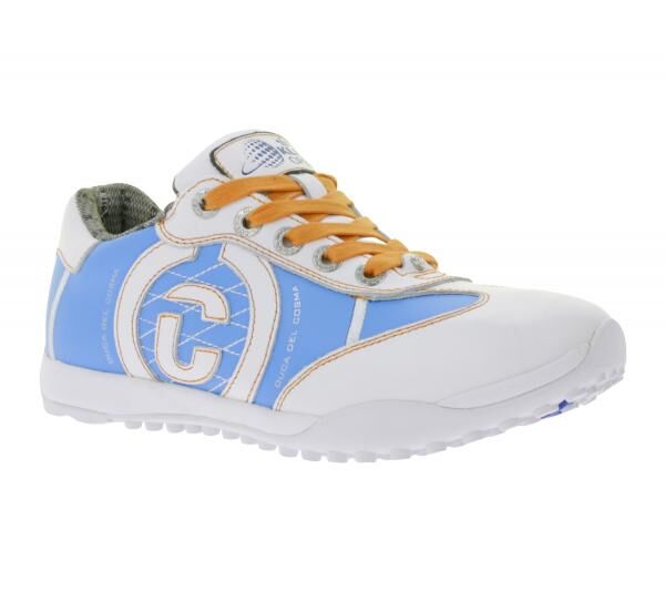 DUCA DEL COSMA Klm Open Unisex Golf-Schuhe mit Bootie-System Echtleder-Schuhe Sport-Schuhe 120981-20 Wei&szlig;/Blau