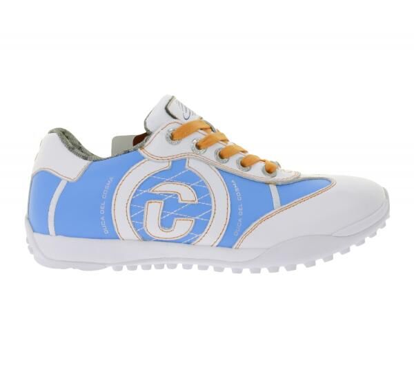 DUCA DEL COSMA Klm Open Unisex Golf-Schuhe mit Bootie-System Echtleder-Schuhe Sport-Schuhe 120981-20 Wei&szlig;/Blau