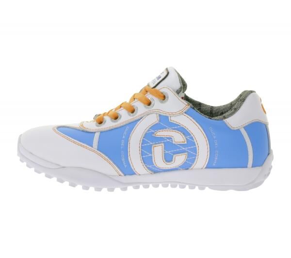 DUCA DEL COSMA Klm Open Unisex Golf-Schuhe mit Bootie-System Echtleder-Schuhe Sport-Schuhe 120981-20 Wei&szlig;/Blau
