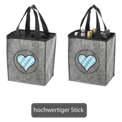 Felt bottle carrier Heimatliebe, for 6 water bottles