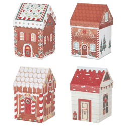 Geschenkbox Weihnachtshaus, quadratisch, 4/s,ca.14cmH