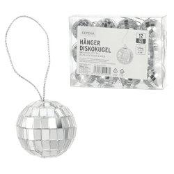Hänger Diskokugel, silber, 12er Set, ca.3cmD