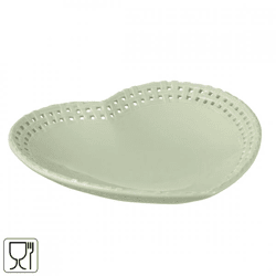 J-line Heart-Shaped Ceramic Plate, Green, 22 cm