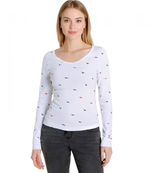 KangaROOS Damen Baumwoll-Sweatshirt stylisches Langarm-Shirt Rundhals-Pullover 86609137 Wei&szlig;