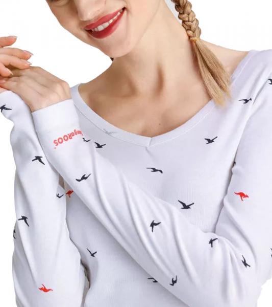KangaROOS Damen Baumwoll-Sweatshirt stylisches Langarm-Shirt Rundhals-Pullover 86609137 Wei&szlig;