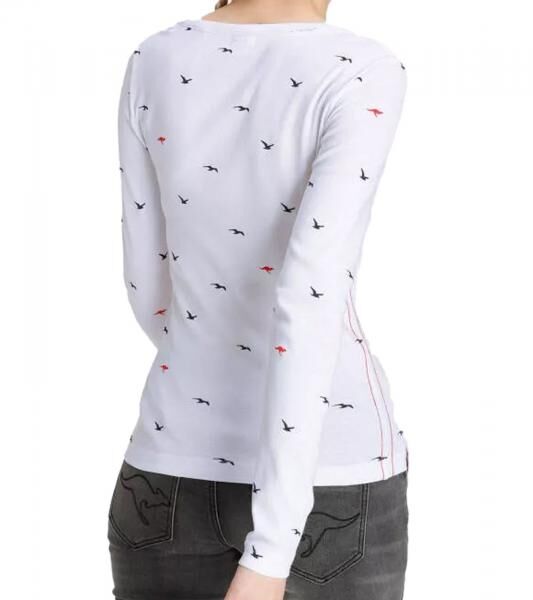 KangaROOS Damen Baumwoll-Sweatshirt stylisches Langarm-Shirt Rundhals-Pullover 86609137 Wei&szlig;
