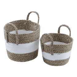 Basket with handles, natural, set of 2