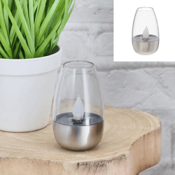 LED solar table lamp, stainless steel, approx. 8cmH