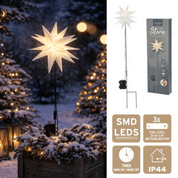 LED star, plug-in, SMD, foldable, white, outdoor, approx. 25 cm in diameter, 