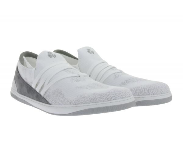 minimalistische GROUNDIES Barfu&szlig;schuhe Osaka Herren Low-Top Sneaker mit TrueSense Sohle Schn&uuml;r-Schuhe GND-280262-02 Wei&szlig;/Grau