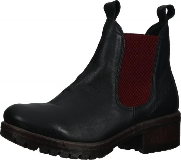 Modische LAZAMANI Stiefelette Schlupfschuhe f&uuml;r Damen 68002 black-red Schwarz