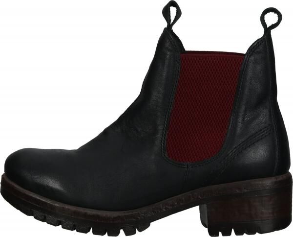 Modische LAZAMANI Stiefelette Schlupfschuhe f&uuml;r Damen 68002 black-red Schwarz