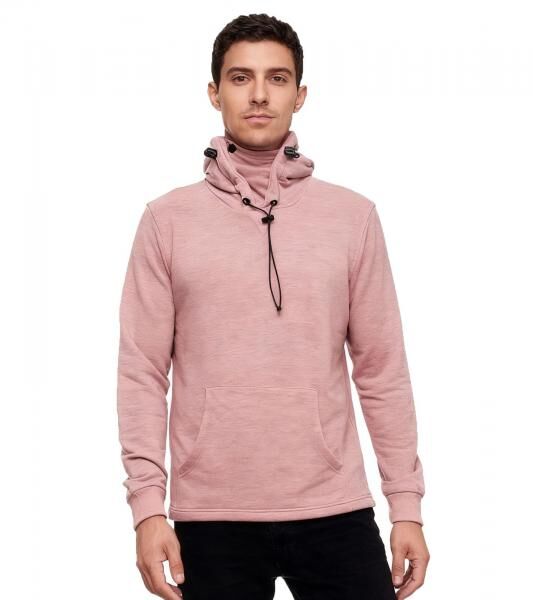 Modischer Kapuzen-Sweater f&uuml;r Herren mit intregrierter Mund-Nasen-Bedeckung Hoodie Pullover 19139 Rot Melange