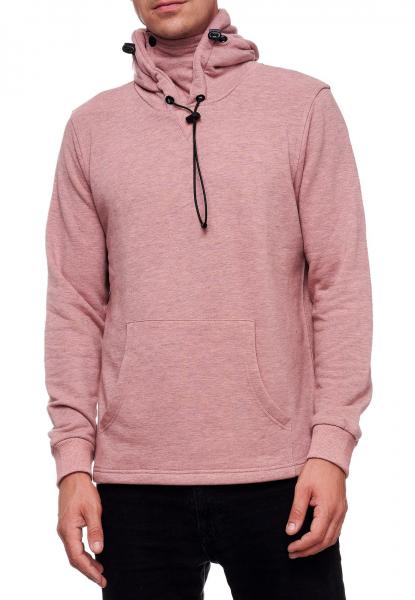Modischer Kapuzen-Sweater f&uuml;r Herren mit intregrierter Mund-Nasen-Bedeckung Hoodie Pullover 19139 Rot Melange