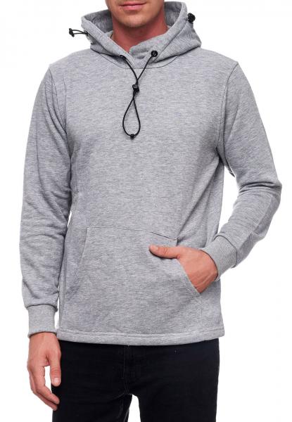 Modischer Kapuzen-Sweater f&uuml;r Herren mit intregrierter Mund-Nasen-Bedeckung Hoodie Pullover 19139 Grau Melange