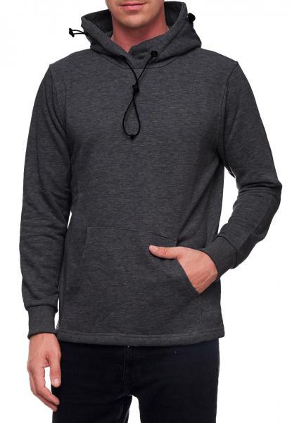 Modischer Kapuzen-Sweater f&uuml;r Herren mit intregrierter Mund-Nasen-Bedeckung Hoodie Pullover 19139 Anthrazit Melange