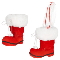 St. Nicholas boot, velvet, red and white, approx. 14 x 15 cm