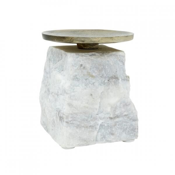PTMD kaarsenhouder Nimo S marmer wit 14 cm