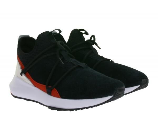 PUMA X Scuderia Ferrari SF Evo Cat II Suede LS Damen oder Herren Sneaker mit Ferrari-Logo Motorsport Leder-Schuhe 306373 01 Schwarz/Weiß/R