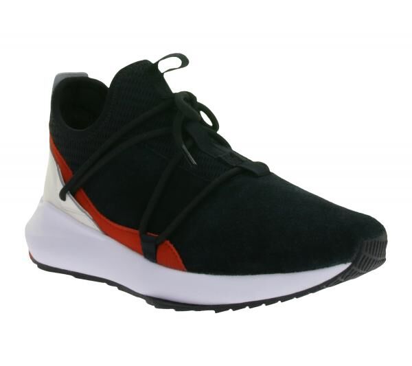 PUMA X Scuderia Ferrari SF Evo Cat II Suede LS Damen oder Herren Sneaker mit Ferrari-Logo Motorsport Leder-Schuhe 306373 01 Schwarz/Weiß/R