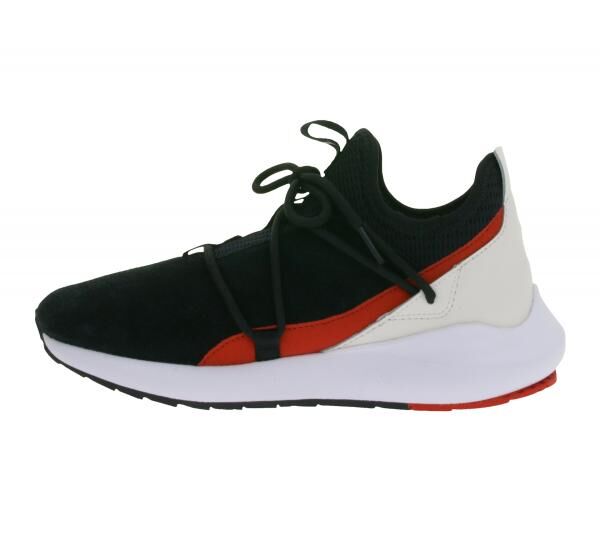PUMA X Scuderia Ferrari SF Evo Cat II Suede LS Damen oder Herren Sneaker mit Ferrari-Logo Motorsport Leder-Schuhe 306373 01 Schwarz/Weiß/R