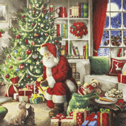 Santa brings Gifts - Lunch-Servietten für Weihnachten - 33 x 33 cm