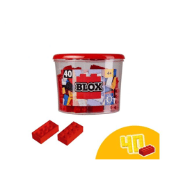 Simba 104118875 - Blox 40 red 8-piece building blocks in a tin (Androni)