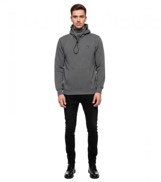 Sportlicher Hoodie f&uuml;r Herren mit cooler Kapuze Sweater Kapuzen-Pullover 19140 Anthrazit