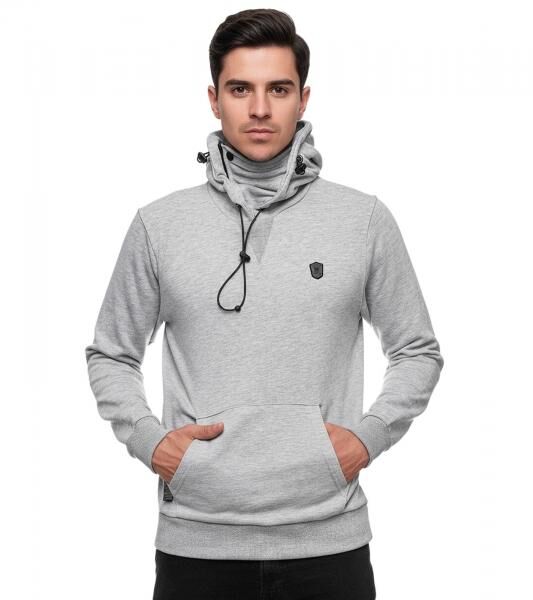 Sportlicher Hoodie f&uuml;r Herren mit cooler Kapuze Sweater Kapuzen-Pullover 19140 Grau