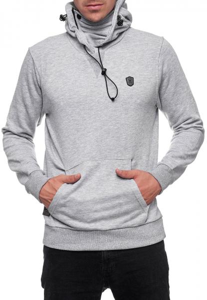 Sportlicher Hoodie f&uuml;r Herren mit cooler Kapuze Sweater Kapuzen-Pullover 19140 Grau