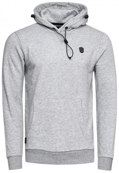 Sportlicher Hoodie f&uuml;r Herren mit cooler Kapuze Sweater Kapuzen-Pullover 19140 Grau