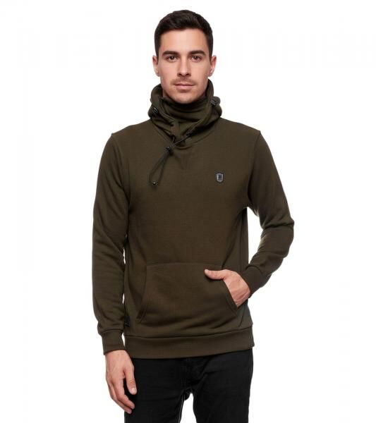 Sportlicher Hoodie f&uuml;r Herren mit cooler Kapuze Sweater Kapuzen-Pullover 19140 Khaki