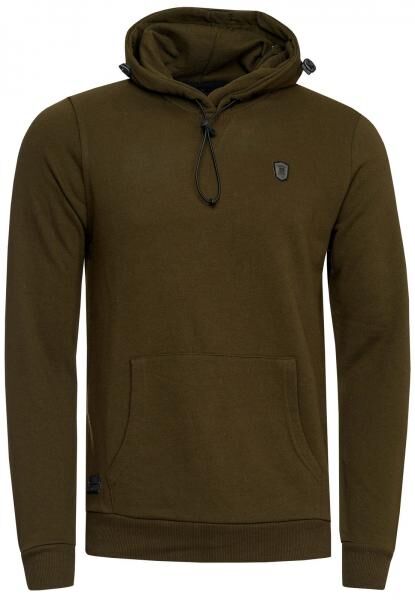 Sportlicher Hoodie f&uuml;r Herren mit cooler Kapuze Sweater Kapuzen-Pullover 19140 Khaki