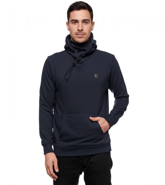 Sportlicher Hoodie f&uuml;r Herren mit cooler Kapuze Sweater Kapuzen-Pullover 19140 Marine-Blau