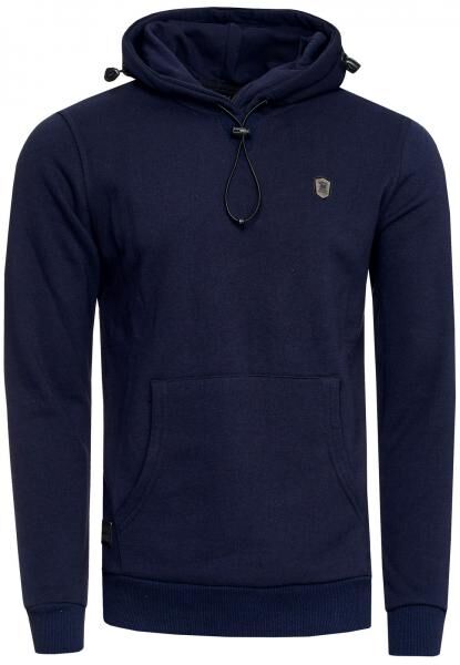 Sportlicher Hoodie f&uuml;r Herren mit cooler Kapuze Sweater Kapuzen-Pullover 19140 Marine-Blau