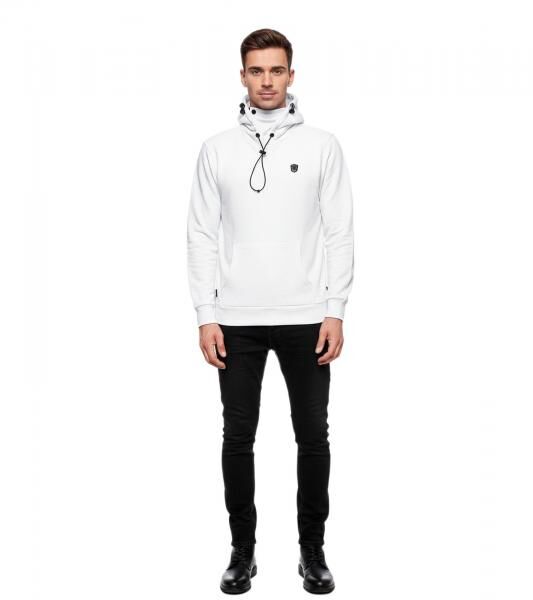 Sportlicher Hoodie f&uuml;r Herren mit cooler Kapuze Sweater Kapuzen-Pullover 19140 Wei&szlig;