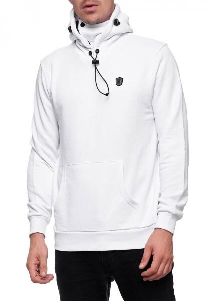Sportlicher Hoodie f&uuml;r Herren mit cooler Kapuze Sweater Kapuzen-Pullover 19140 Wei&szlig;