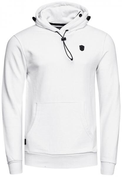 Sportlicher Hoodie f&uuml;r Herren mit cooler Kapuze Sweater Kapuzen-Pullover 19140 Wei&szlig;