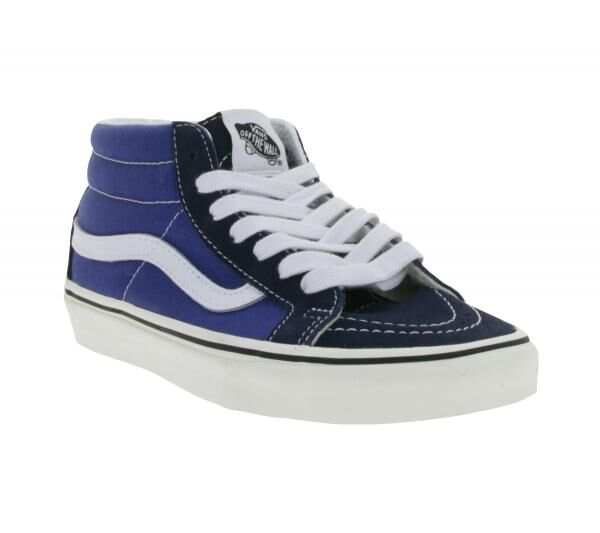 VANS SK-8 Mid Reissure Damen Echtleder-Sneaker Mid-Top Schuhe im Old-School-Design Skater-Schuhe Gummi-Waffelsohle VN0A391F5TU Blau/Wei&szlig;
