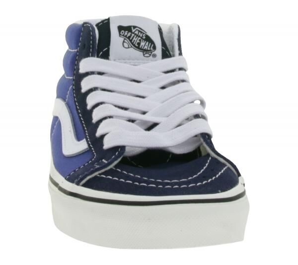 VANS SK-8 Mid Reissure Damen Echtleder-Sneaker Mid-Top Schuhe im Old-School-Design Skater-Schuhe Gummi-Waffelsohle VN0A391F5TU Blau/Wei&szlig;