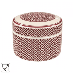 Palazzo Storage Jar, White/Bordeaux, 10 cm