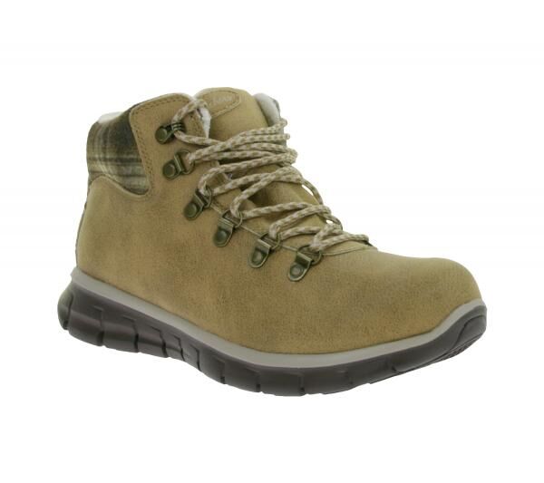 Water-repellent SKECHERS Synergy Plaid Mood Women's Ankle Boots with Warm Tech Memory Foam and Scotchgard Coating Winter Shoes 167939-C